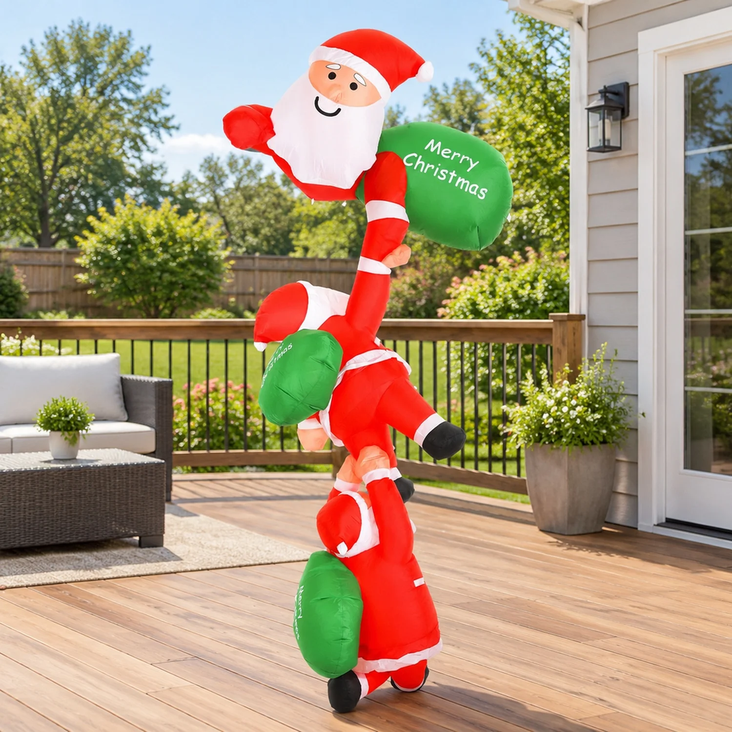 Electric Inflatable Light Up Christmas Santa Claus Decor with 6 Led 7.8Ft Giant Xmas Blow Novelty Waterproof Outdoor Decoration