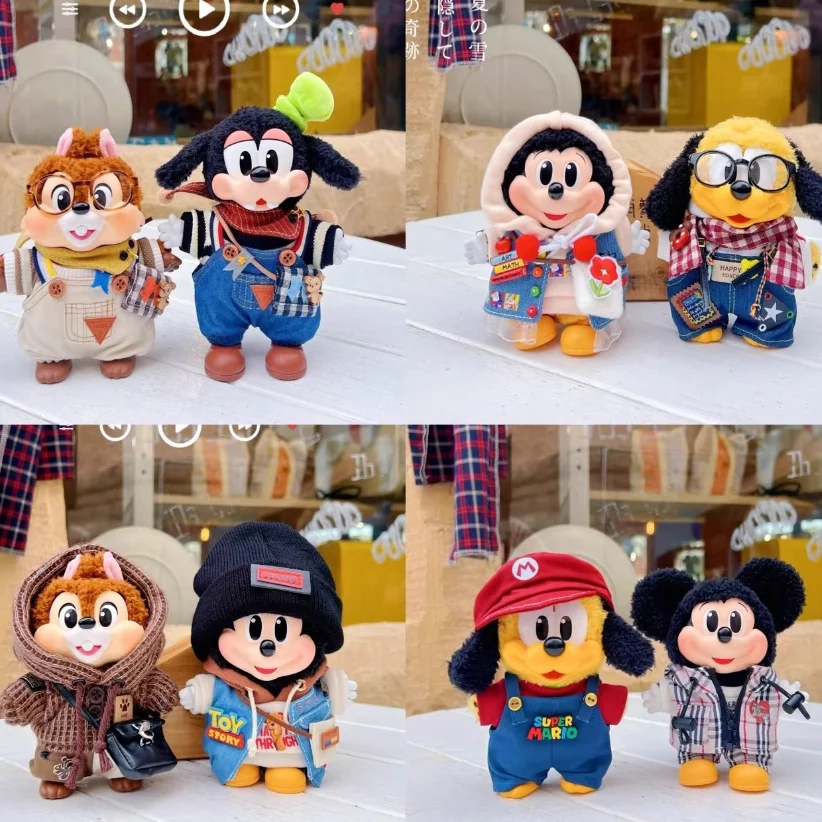 

15cm Hot Mickey Family Together Series Clothes Standing Posture Cloth Doll Clothes Cloak Skirt Cute Vinyl Suit Doll Clothes New
