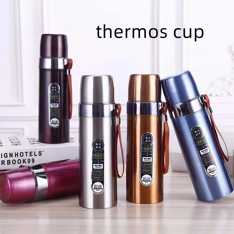 

500ML Vacuum Stainless Steel Insulation Cup Portable Thermos Bottle With Rope Thermos Water Bottle Outdoor Insulation Kettle 1pc