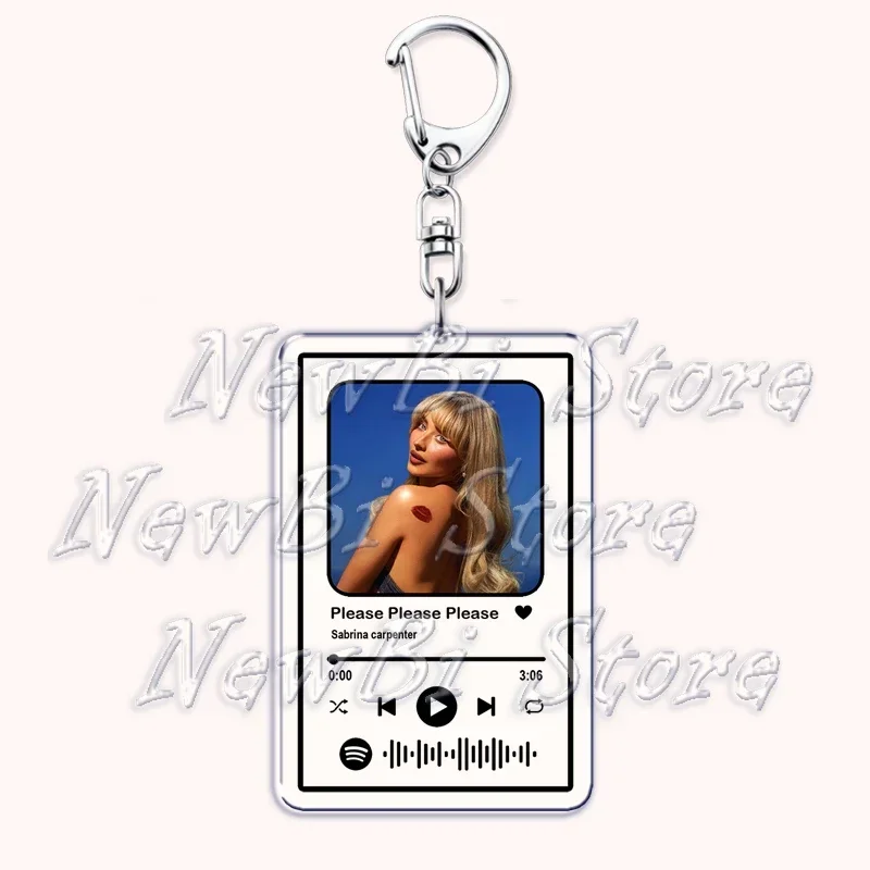 Hot Sabrina Carpenter Songs Keychain for Women Accessories Nonsense Please Espresso Playlist Pendant Keying Jewelry Fans Gifts