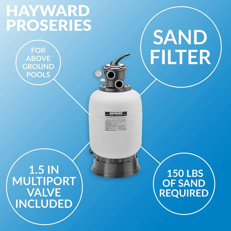 Hayward W3S210T93S ProSeries 21 In., 1.5 HP Sand Filter System for Above-Ground Pools