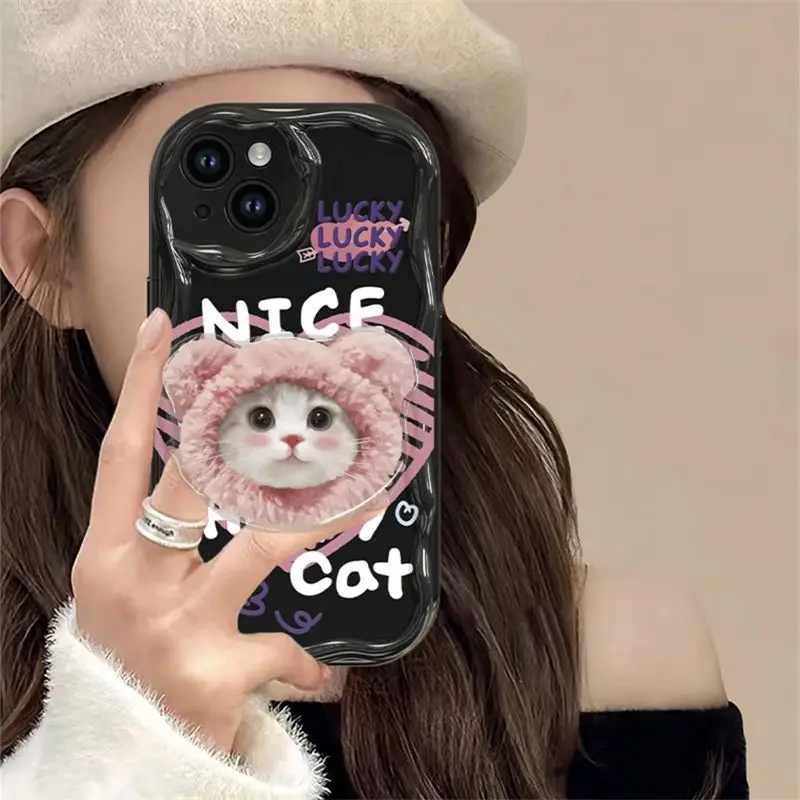 Pink set kitten Phone Case For OPPO Reno 8T 5G 7Z 8Z Realme 11 10 4G 5 6 7 Pro 8 7i  Soft Silicone Cover