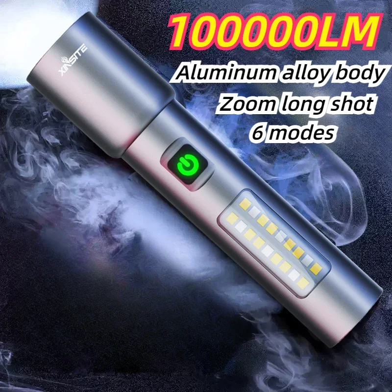 Super Powerful Mini Flashlight Retractable Zoom Tactical Torch Portable USB Rechargeable LED Flashlight