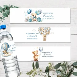 30pcs Custom Cute Teddy Bear Water Bottle Labels Sticker Baby Shower Baby Girl Boy Birthday Baptism Label Personalized Gender