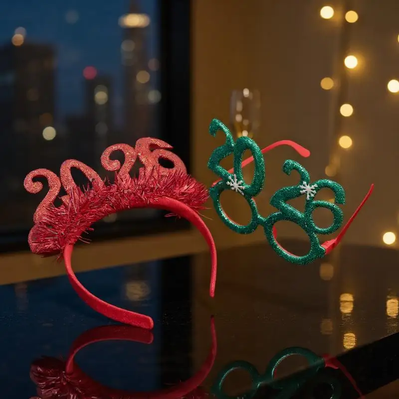2026 Weihnachtsstern Farbe Stirnband Brille Silvester Kreative Urlaub Party Dekoration Kopfbedeckung Geschenk