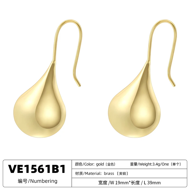 ZHUKOU Brass 18K Golden Plated Shiny Bubble Earrings Heart Shaped Star Earrings Ladies Simple Fashion Metal Earrings VE1559-63