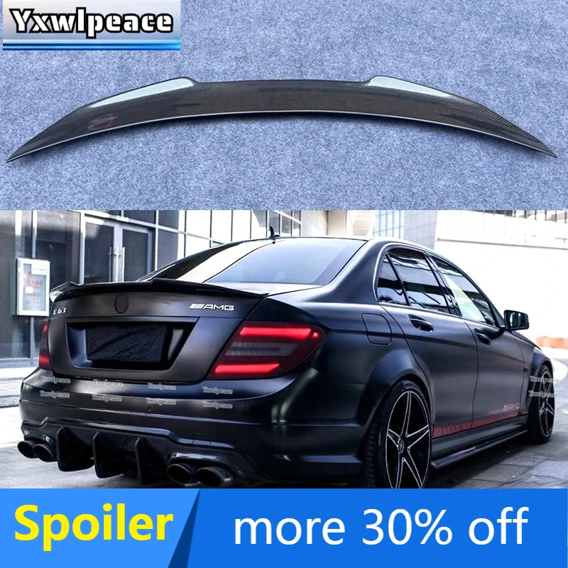 

R Style ABS Glossy Black /Carbon Fiber Look Rear Trunk Lip Spoiler Wing For Mercedes-Benz W204 sedan 4doors C350 C63 2008-2013