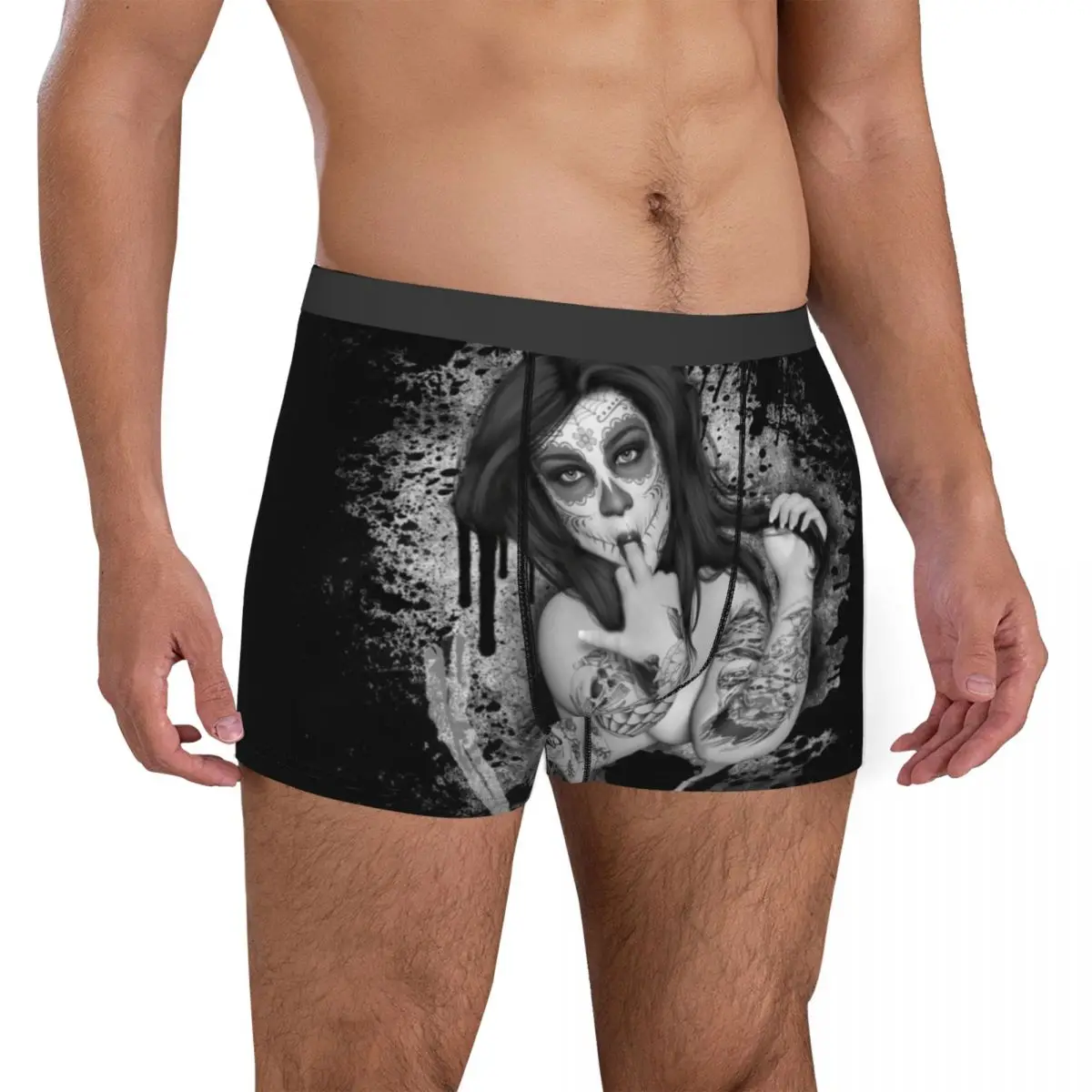 Men Sugar Skull Boxer Shorts Panties Polyester Underwear Day of the Dead Homme Sexy Plus Size Underpants