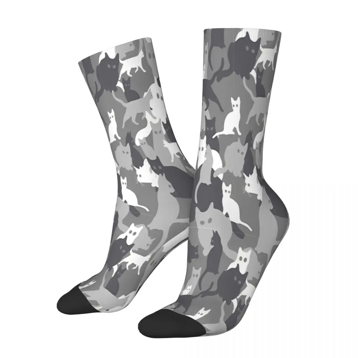 

Grey Cat Camo Black Cat Halloween Meme Socks Male Mens Women Autumn Stockings Hip Hop