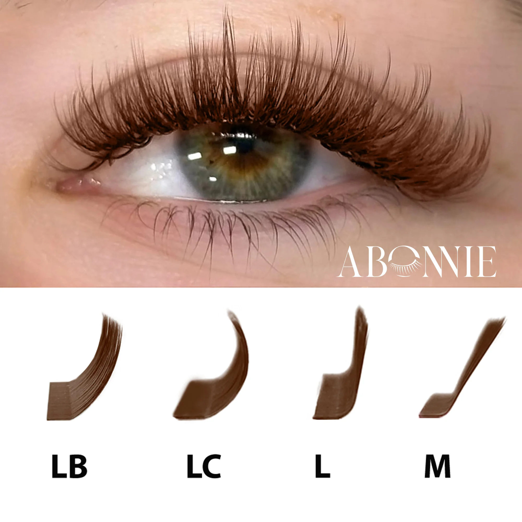 Extensiones de Pestañas ABONNIE Clásicas Color Cacao Marrón, Curvatura LC LB M L, Suaves y Naturales, de Cachemira, Color Marrón, Pestañas Individuales de Visón