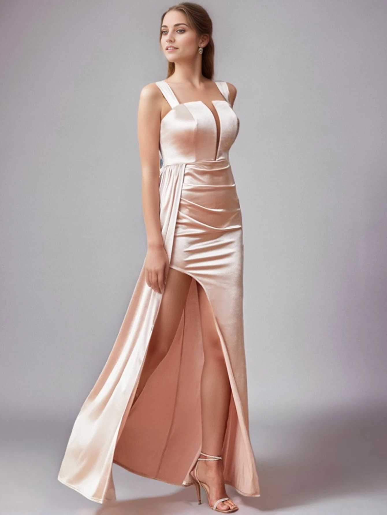 女性のためのセクシーなサテンマキシドレス,エレガントな夏服,豪華なウエディング,花嫁介添人のイブニングドレス