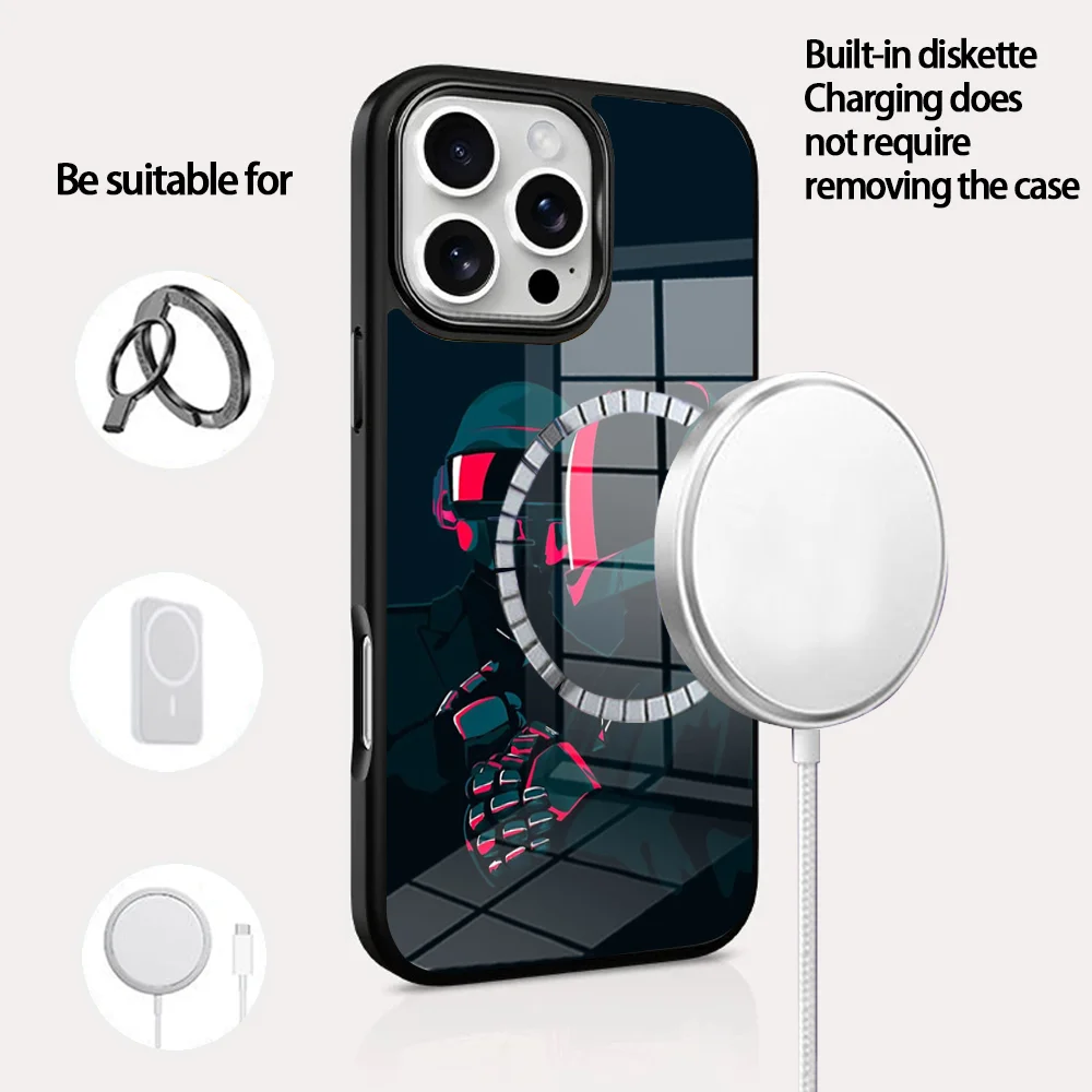 

D-Daft P-Punk Phone Case For IPhone 16 15 14 13 12 11 Pro Max Plus Mini Magsafe Mirror Wireless Magnetic Cover