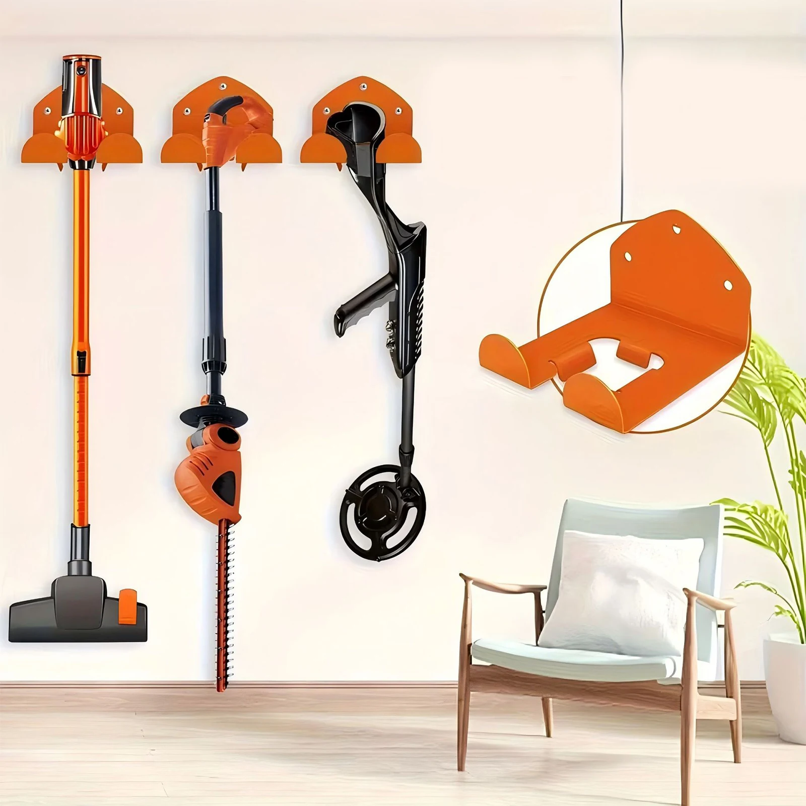 Wall Mount Hanger Heavy Duty Metal Bracket Garage Tool Storage Hook for Lawn Mower Chainsaw Blower Shovel