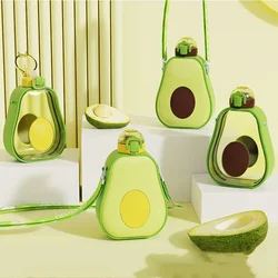 Bottiglia d'acqua in plastica di paglia di Avocado carina creativa di livello da 600ML borraccia portatile per sport all'aria aperta per bambini