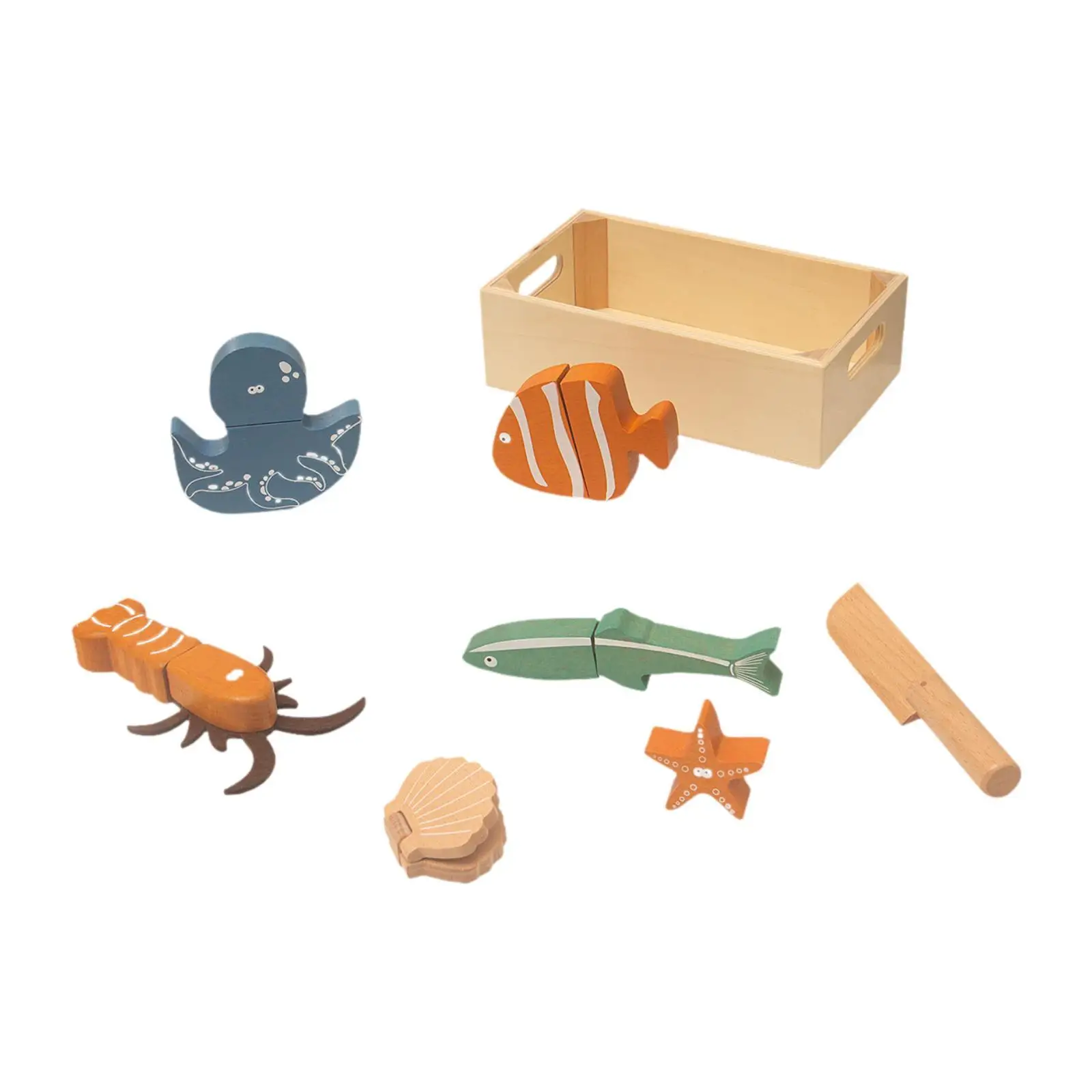 

Wooden Food Cutting Seafood Set Kitchen Accessories for Boys Girls Gift