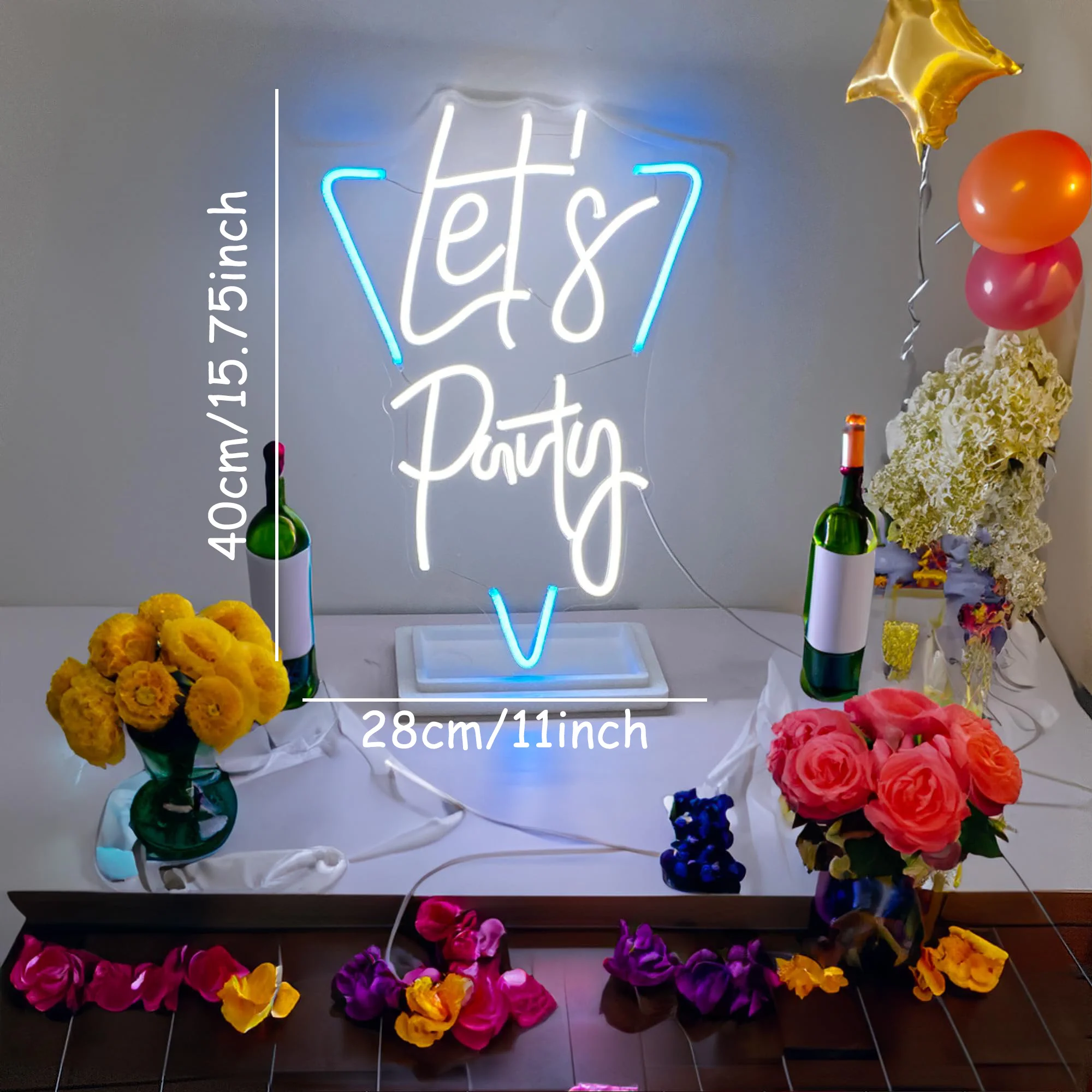 Let's Party LED Neon, USB Powered Dimmable LED Neon, Suitable for Parties, Game Room, Men's Cave Wall Decoration
