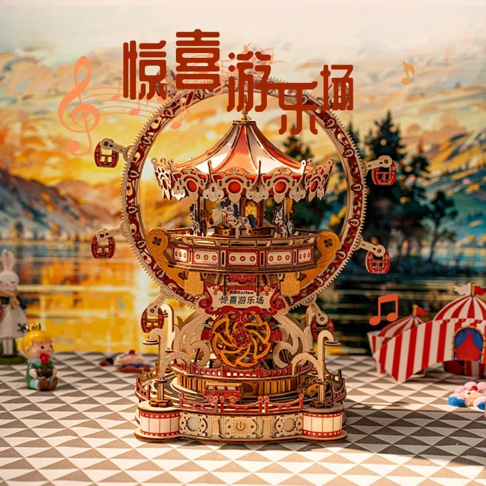 NEW Playground girl birthday creative gift handmade 3D wooden assembly model building block ferris wheel