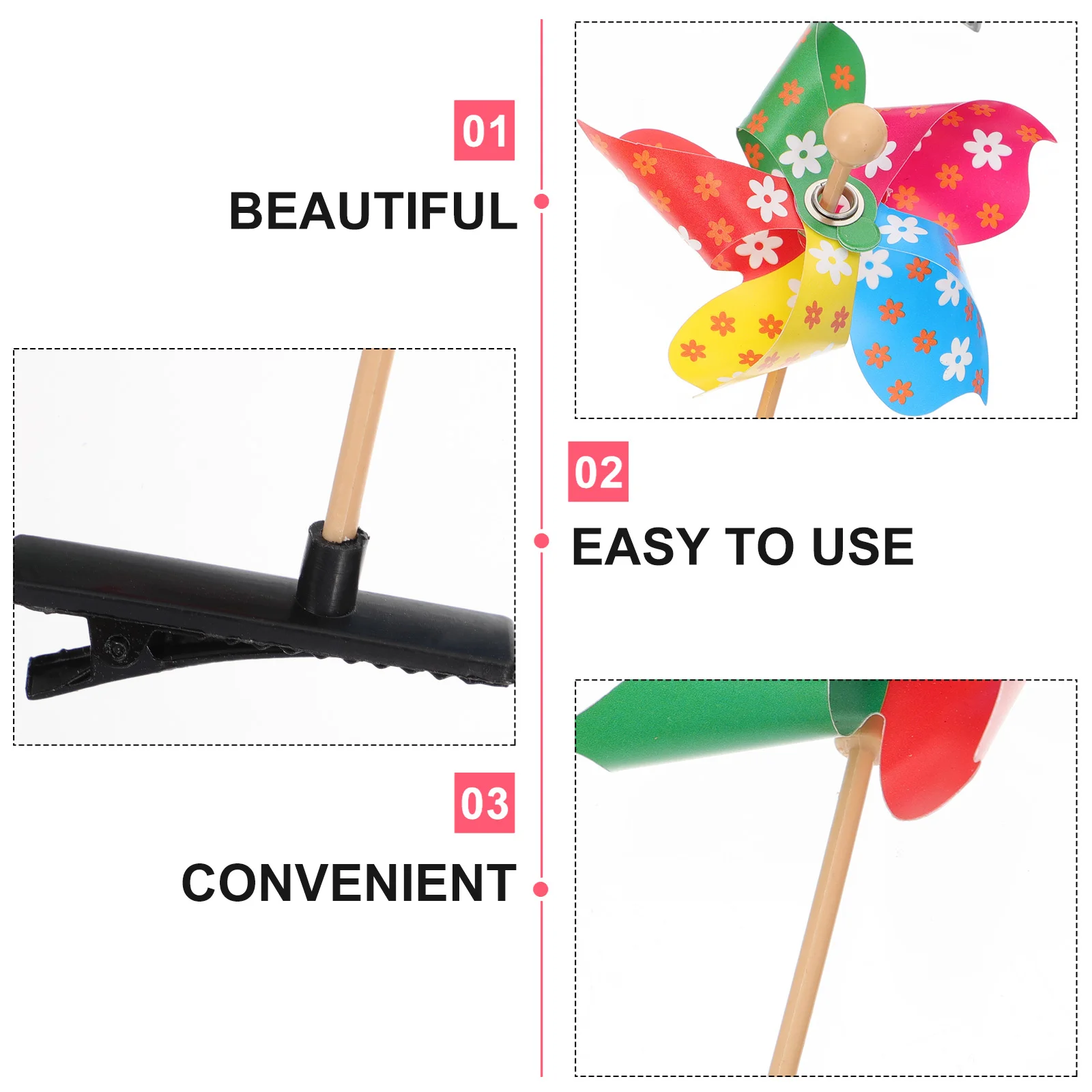 20 個子供用ヘアピン耐久性のある装飾的な風車デザイン女の子のためのアウトドアアクセサリーベビーヘッドドレス子供用ヘアピンアウトドアヘアウェア