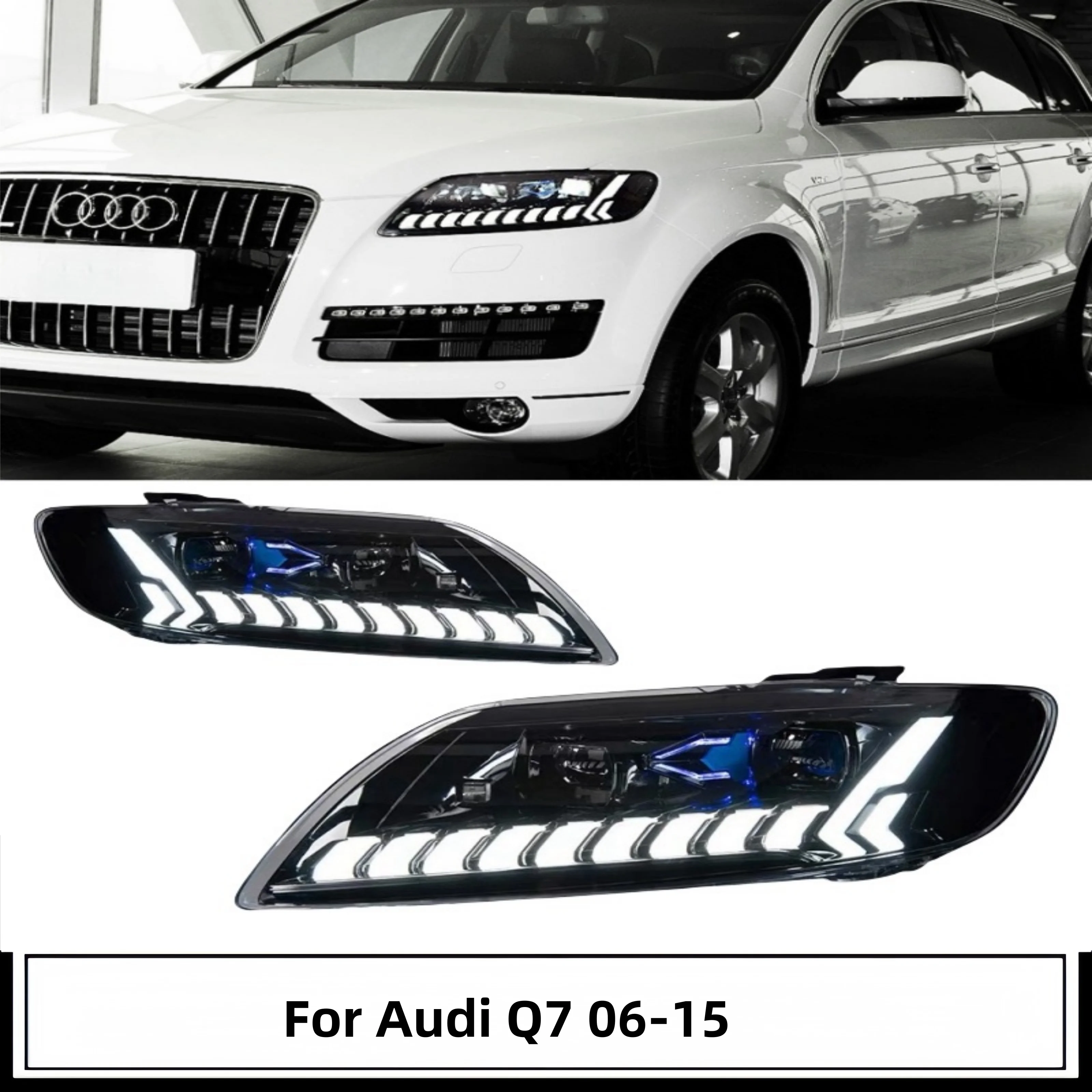 Car Styling Head Lamp for Audi Q7 Headlights 2006-2015 Q7 LED Headlight Projector Lens DRL Animation Automotive Accessories