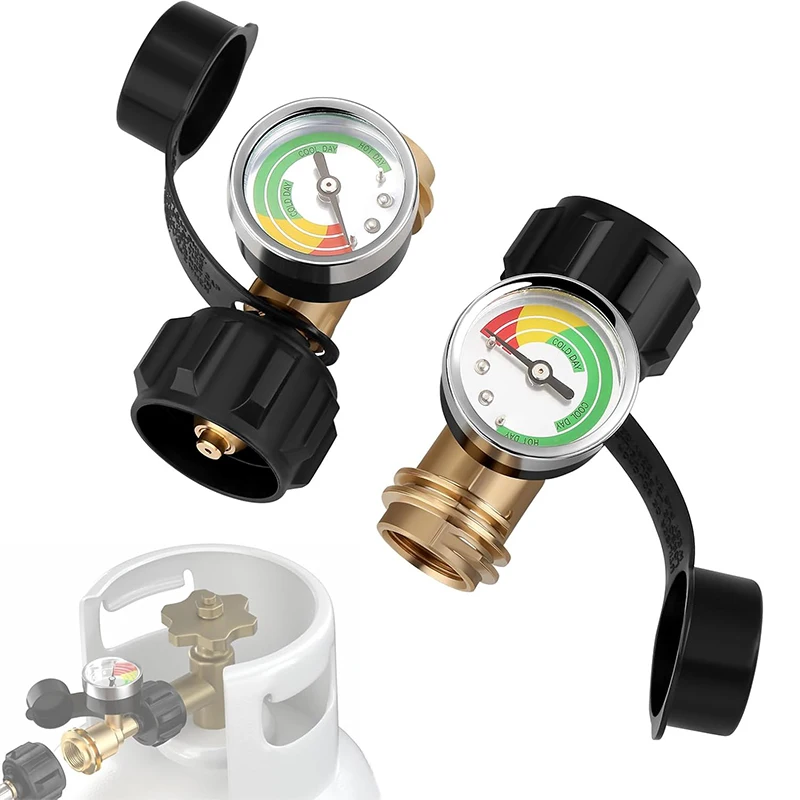 

Propane Tank Gauge & QCC1 to POL Converter, LP Gas Meter for Grills, Campervan, Propane Adapter Fitting for Camping BBQ