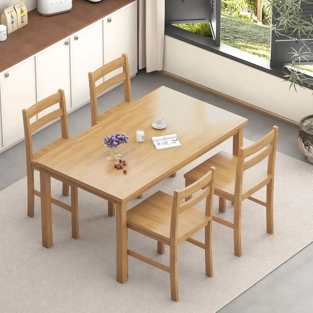 

43.3 Solid Wood Modern Dining Set for 4, Chairs Included, Suitable for Kitchen, Bar, Living Room, Breakfast Nook, Natural Finish