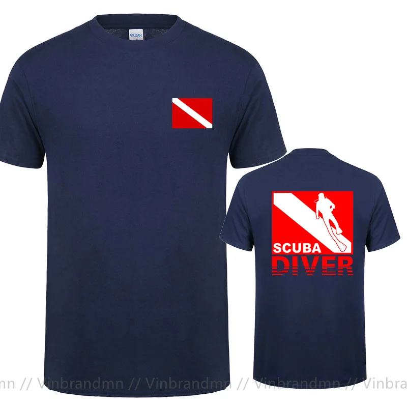 New Design Vintage Distressed Scuba Diver T Shirts Men Retro Scuba diving T-shirt Staff Rescue PADI Flag Back Printed Tee Tshirt