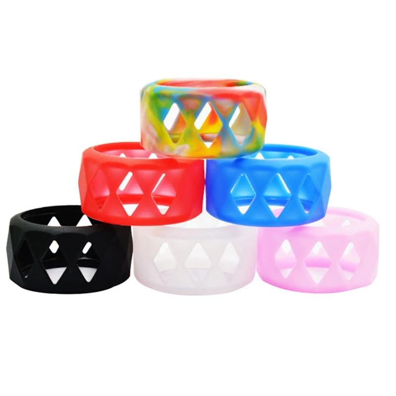 Multi-style 22mm Silicone Band Anti Slip Ring Printed Bull Head Diamond Hollow Decorative Protection for Mod Accessories