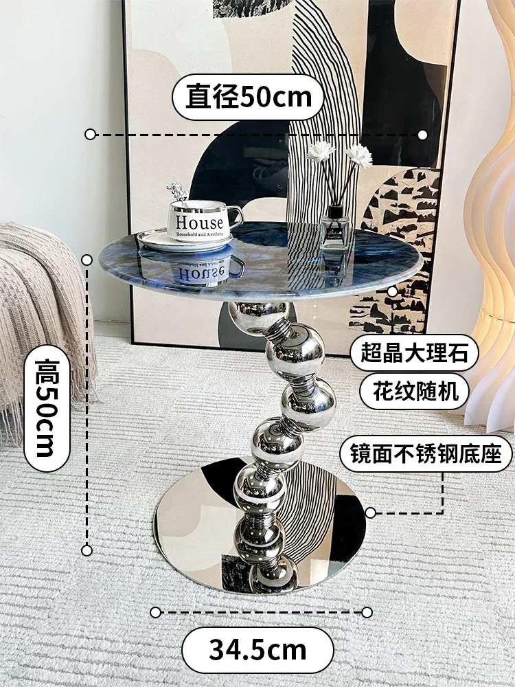 Simple High-end Round Coffee Table Nordic Style Natural Marble Sofa Side Table Designer Light Luxury Living Room Table