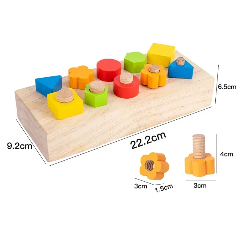 Jouet mentaires oriel éducatif en bois Montessori pour enfants, écrou, boulons, forme de document, motricité fine, planche à vis, taille assortie, jeu de nition Leone