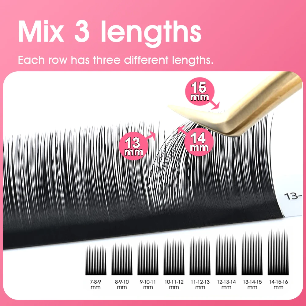 12 Rows MASSCAKU 5cases/lot C/CC/D/DD Curl Rapid Blooming Eyelash Individual Natural Automatic Fanning Lashes with Rich Styling