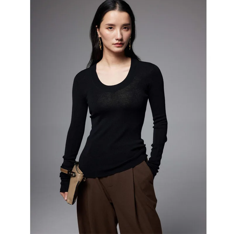 

Authentic/Luxurious And Unforgettable Slim Fit U-Neck Knitted, Long Sleeve Versatile Seamless One Piece Bottom Sweater For