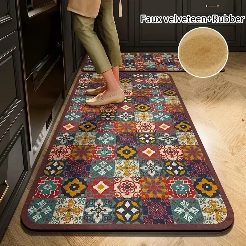 Kitchen Carpet Anti-slip Floor Mat Soft Diatom Mud Absorbent Foot Mats Home Decoration Long Rug Vintage 주방 카펫 Alfombra De Cocina