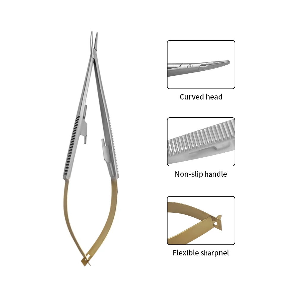 치과 카스트로비에조 바늘 고정 트위저, 교정 임플란트 포셉, 스트레이트 수술 바늘 고정 펜치, 잠금 버클 포함