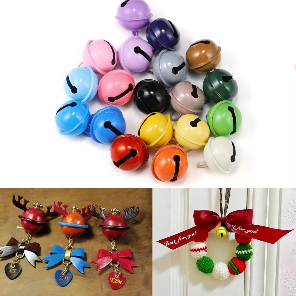 6pcs 22mm Iron Colorful Christmas Bell Beads Assortments Charm for DIY Keychain Pendant Necklace Bracelet Making Accessories