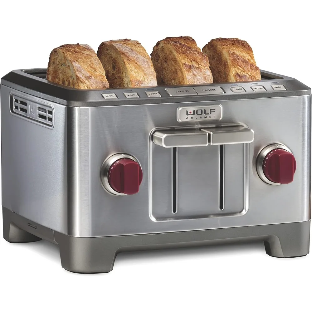 4-Slice Extra-Wide Slot Toaster with Shade Selector, Bagel and Defrost Settings, Red Knob, Stainless Steel (WGTR154S)