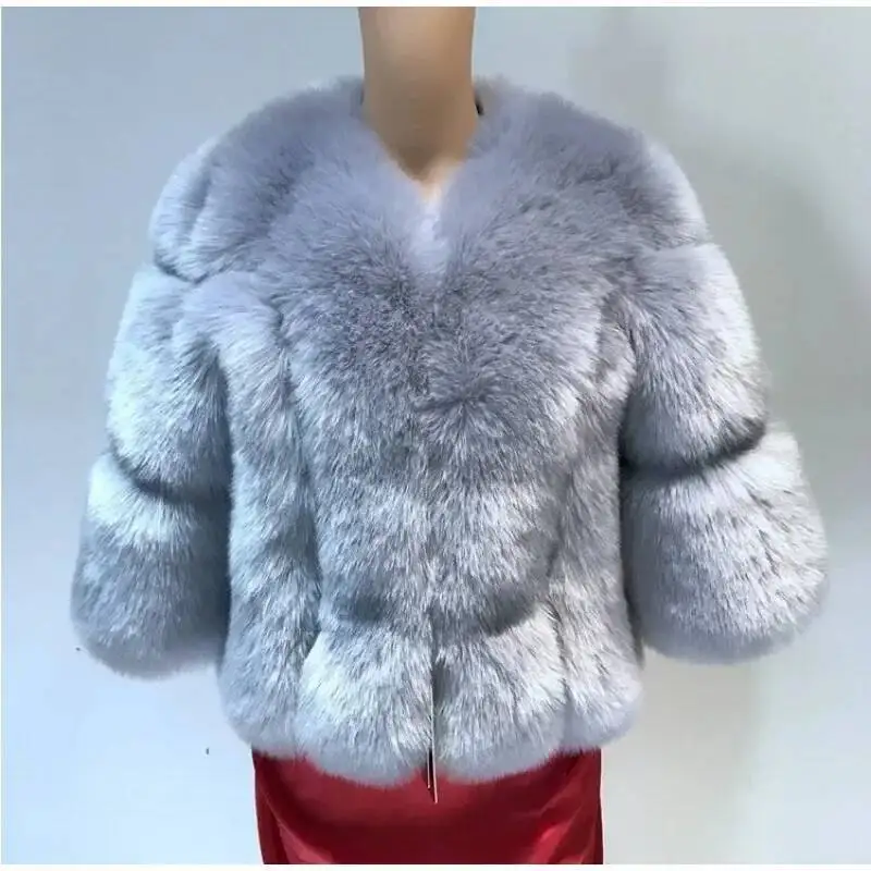 Winter Coat Women Clothing Patchwork Faux Fur Jacket Luxury Brand Cropped Jackets Streetwear Warm Thick Short Tops New