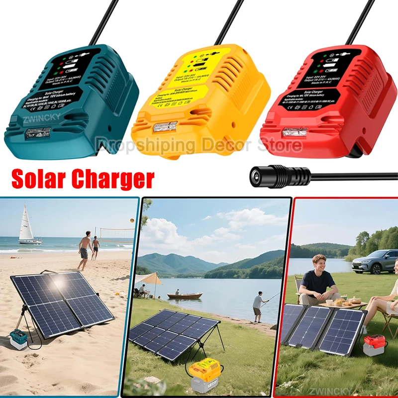 

Portable Solar Charger For Makita/Dewalt/Milwaukee 18V 20V Li-ion Battery Emergency Solar Auxiliary Charger for Trip Outdoor