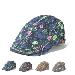 2023 Four Seasons Cotton Print Newsboy Caps Flat Peaked Cap Men and Women Painter Beret Hats 147