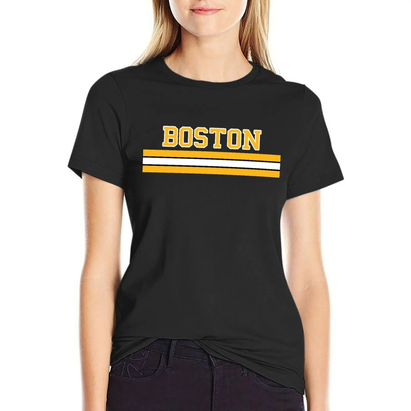 Retro Boston Hockey Emblem Vintage BOS Classic T-Shirt summer tops quick-drying sports fans ariat shirts for Women