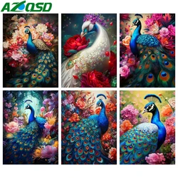 AZQSD pittura diamante 5d pavone animale mosaico 30x40cm kit completi ricamo vendita fiore di rosa 30x40cm artigianato cucito