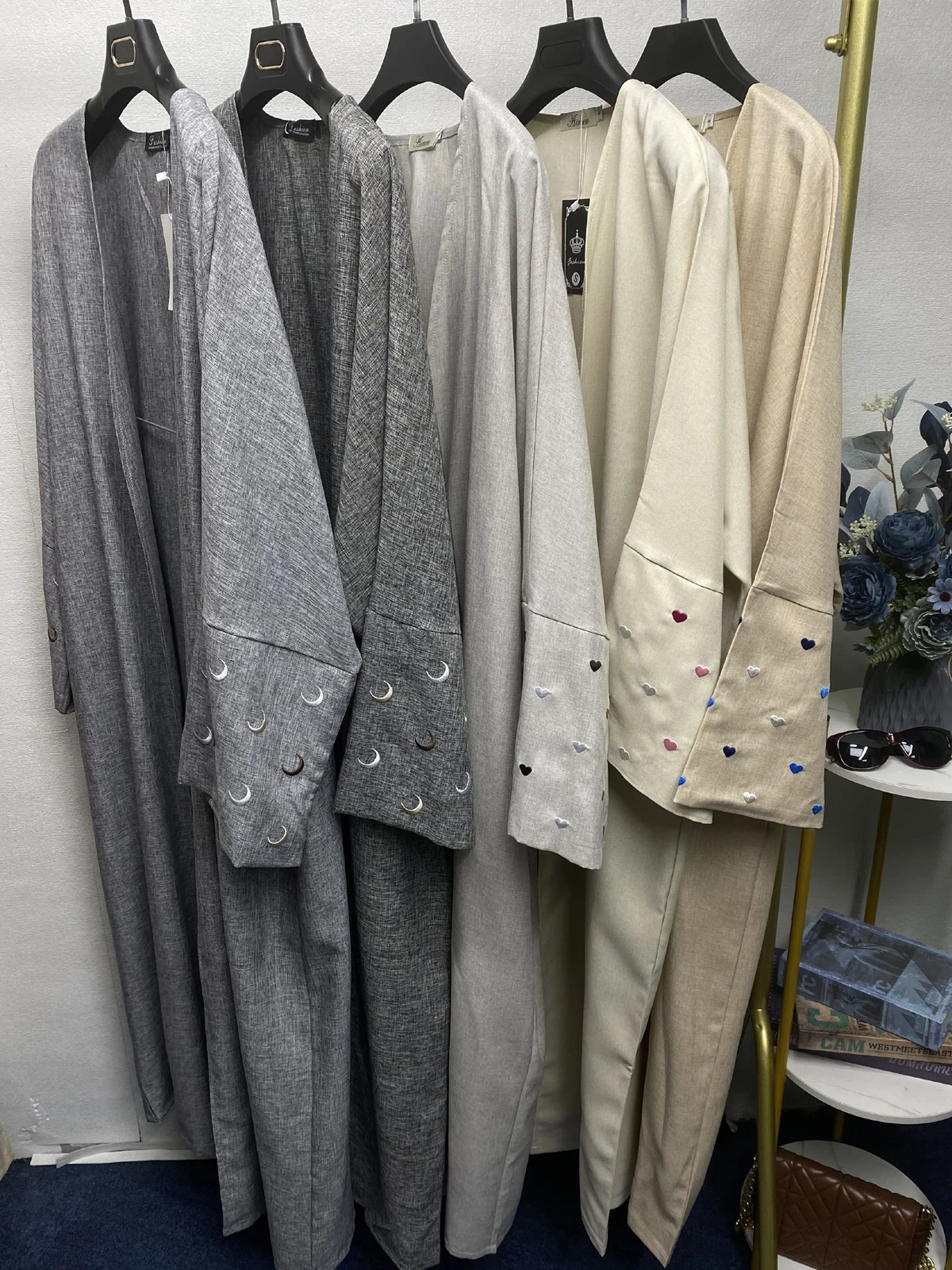 Eid Embroidery Open Abayas 2024 no Scarf Kaftan Abaya with Loose Bat Sleeves Muslim Woman Dubai Linen Abaya Turkey Clothing