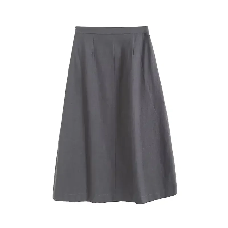 Dames 2023 Chique Temperament Commuter Joker Geplooid Design Zak Midi Rok Retro Hoge Taille Rits Dames Rok Mujer