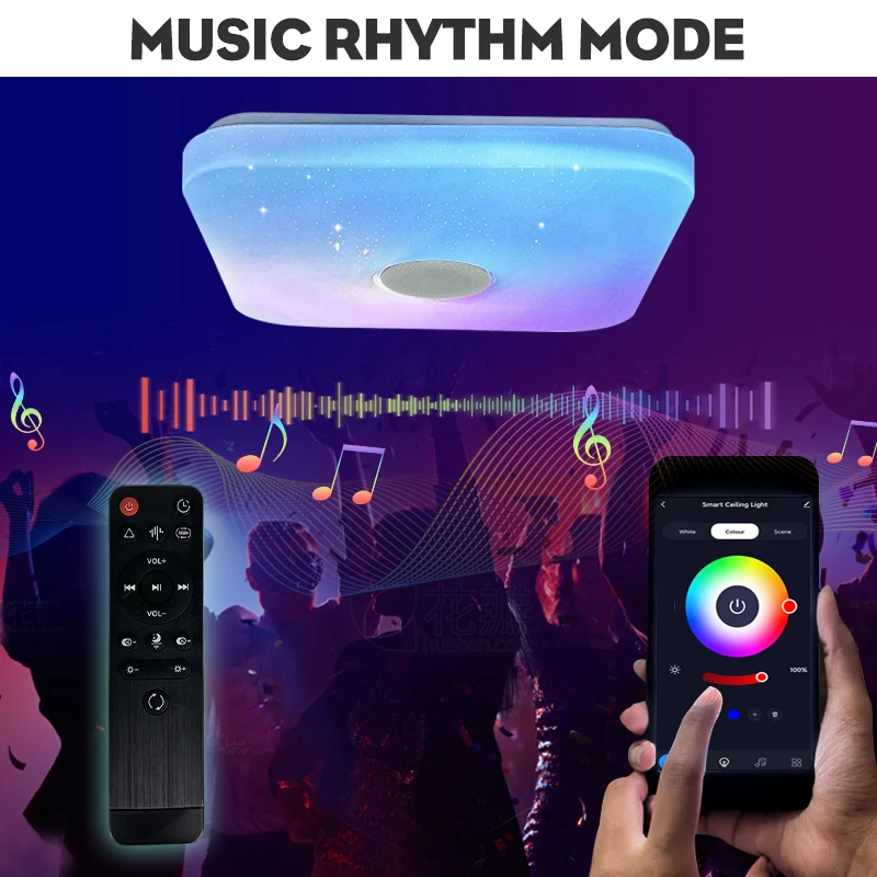 Led Smart Tuya Plafondlamp Met Luidspreker Rgb 36W 220V Home Indoor Glans Bluetooth App Afstandsbediening Slaapkamer Woonkamer Feest