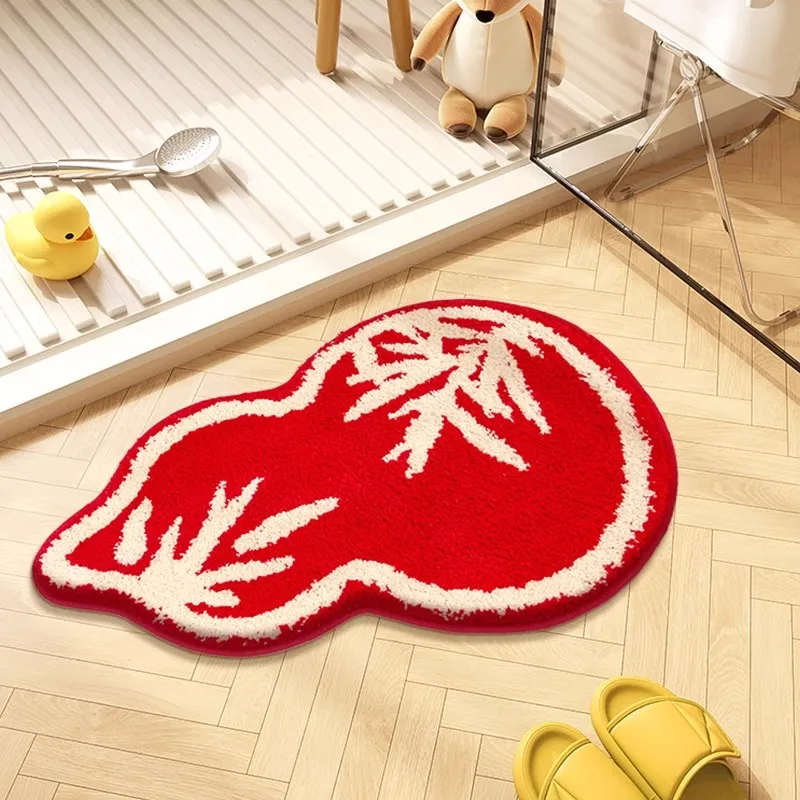 Chinese Lantern Tufting Bedroom Rug Red Lucky Gourd Living Room Carpet Area Floor Pad Bathroom Mat Doormat Aesthetic Home Decor