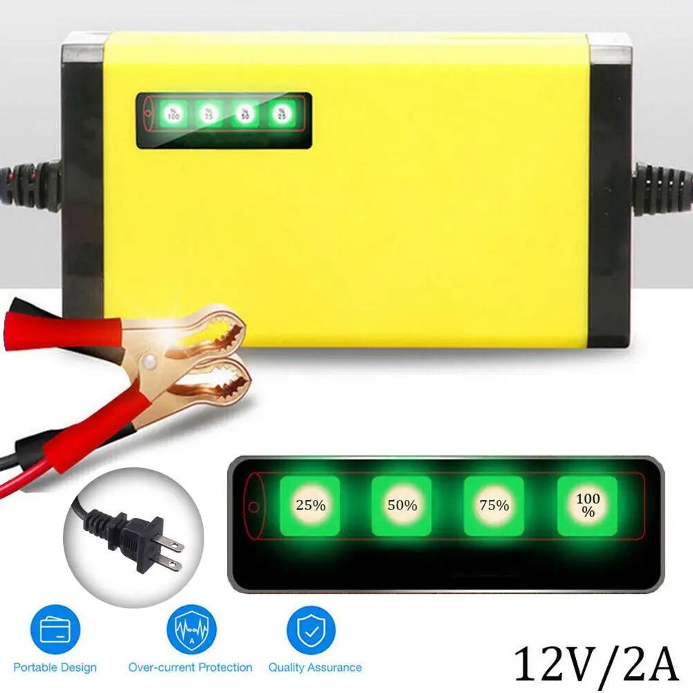 

12v 2a Car Auto Battery Charger Led Display 220v 110v Eu Us Automotive Truck Motorcycle Car Charger For 12v 12ah 14ah I4h8 H8Q0