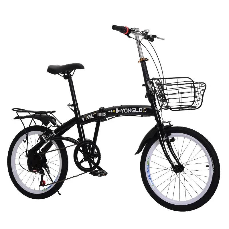 New Adult Bicycle 6-speed Folding Bicycle 20-inch High-carbon Steel Paint Frame Compact Pedal Bicycle Children's Bicycle