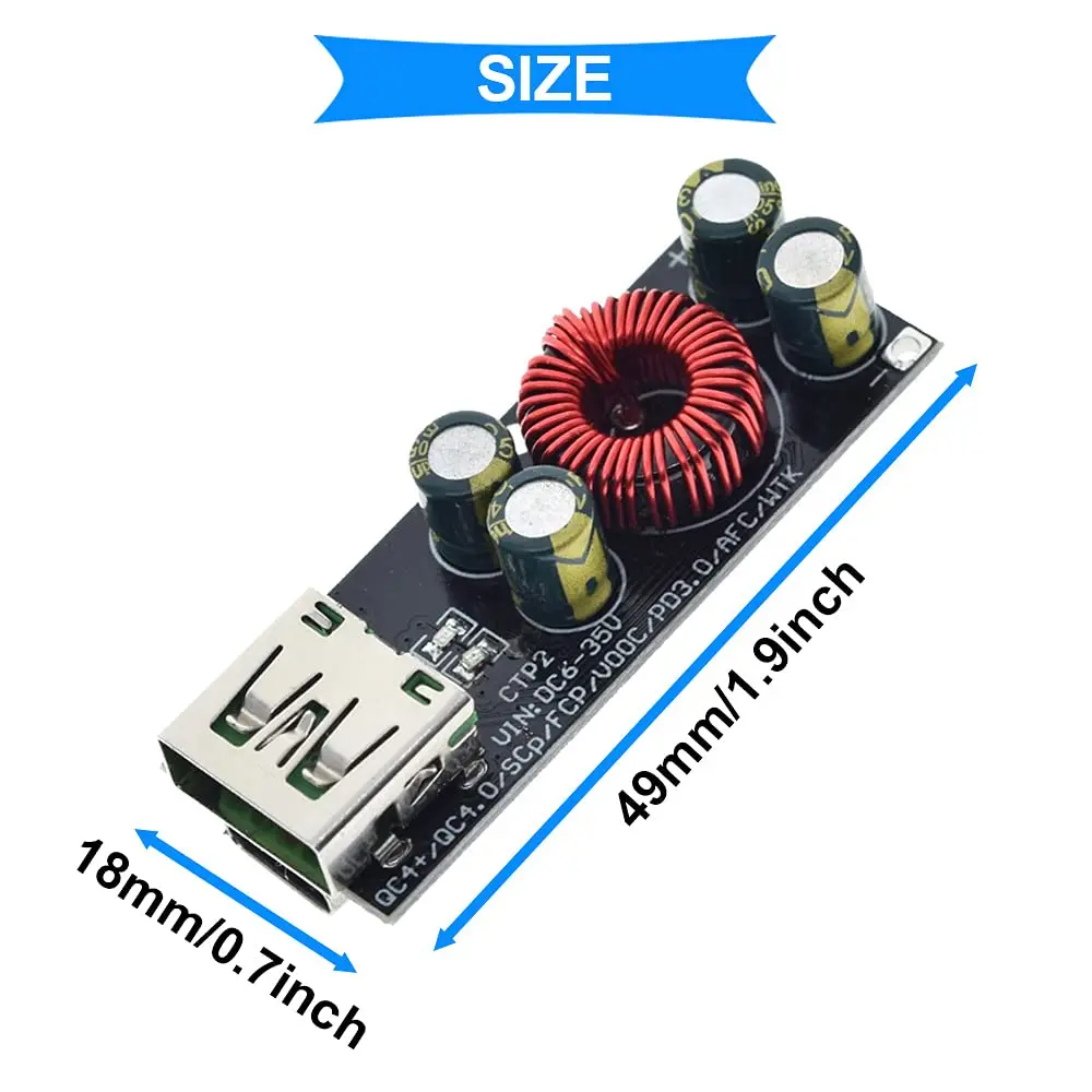 6-35V QC4.0 QC3.0 Moduł szybkiego ładowania USB typu C Moduł konwertera obniżającego napięcie