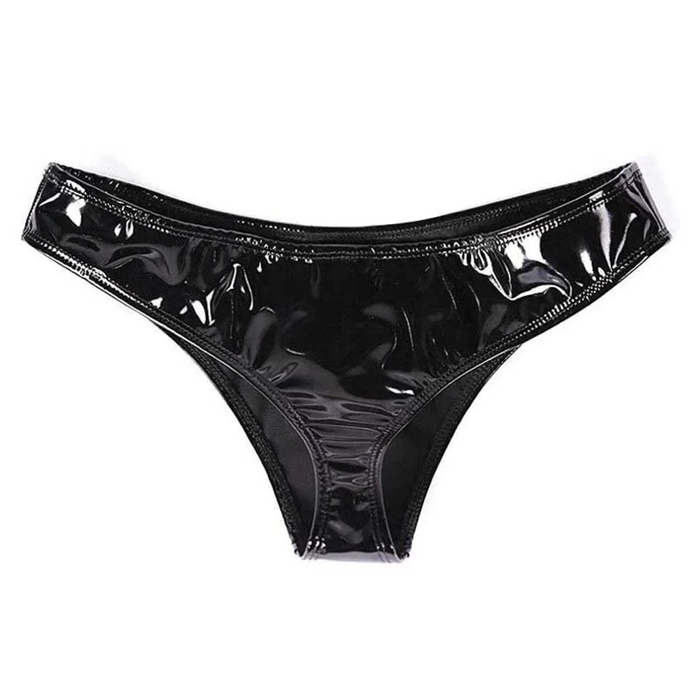 

Sexy Womens Panties Panty Lingerie Wet Look Faux Leather Slink Shiny Low Rise Underpants Sissy Thongs Briefs Underwear