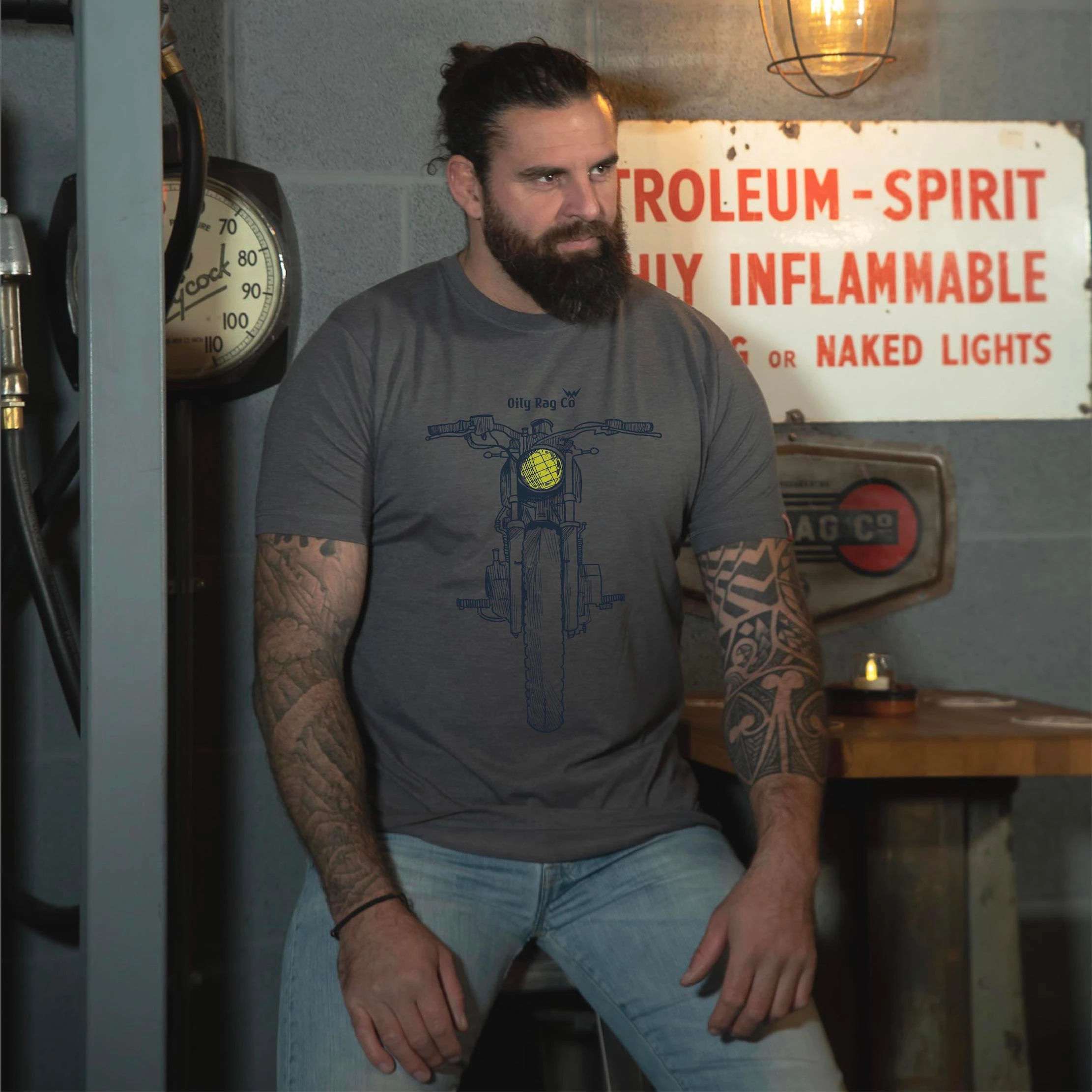 Graveyard-Shift Dual-Skeleton Repairing Chopper-Motorrad Tattoo Grafik T-Shirt Baumwolle Herren Damen T-Shirt Outdoor Freizeit-Oberteil – Detail 2