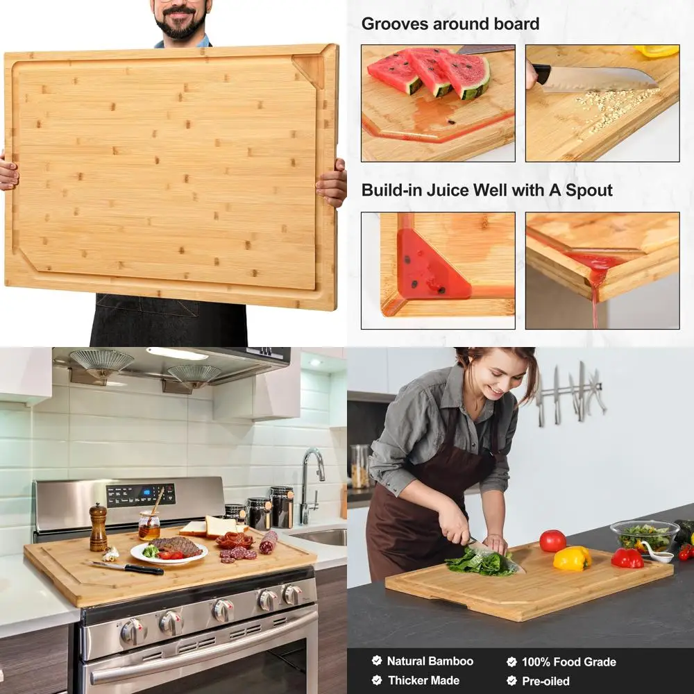 

Очень большая бамбуковая разделочная доска с ручкой, кухонная разделочная доска и верхняя крышка плиты, мясной блок для приготовления пищи и предварительной еды